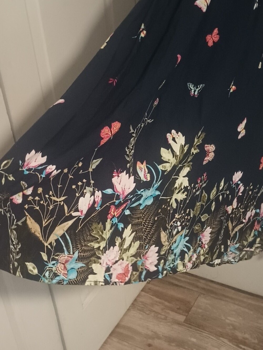 BloomChic Black Maxi Dress with Butterfly and Floral Border - Picture 7 of 10